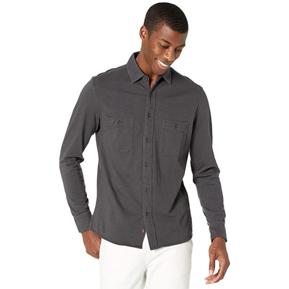 Faherty Sunwashed Shirt Men's XS Washed Black 100% Organic Cotton Collar RED1114